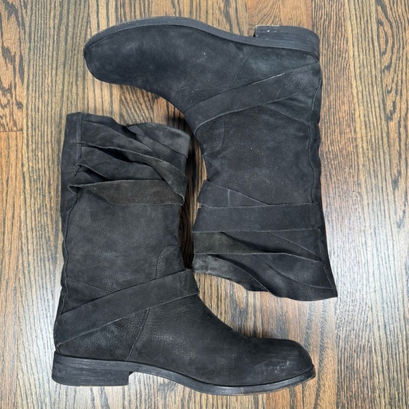 Eileen Fisher black suede mid calf pull on boots size 6.5 - Picture 8 of 8